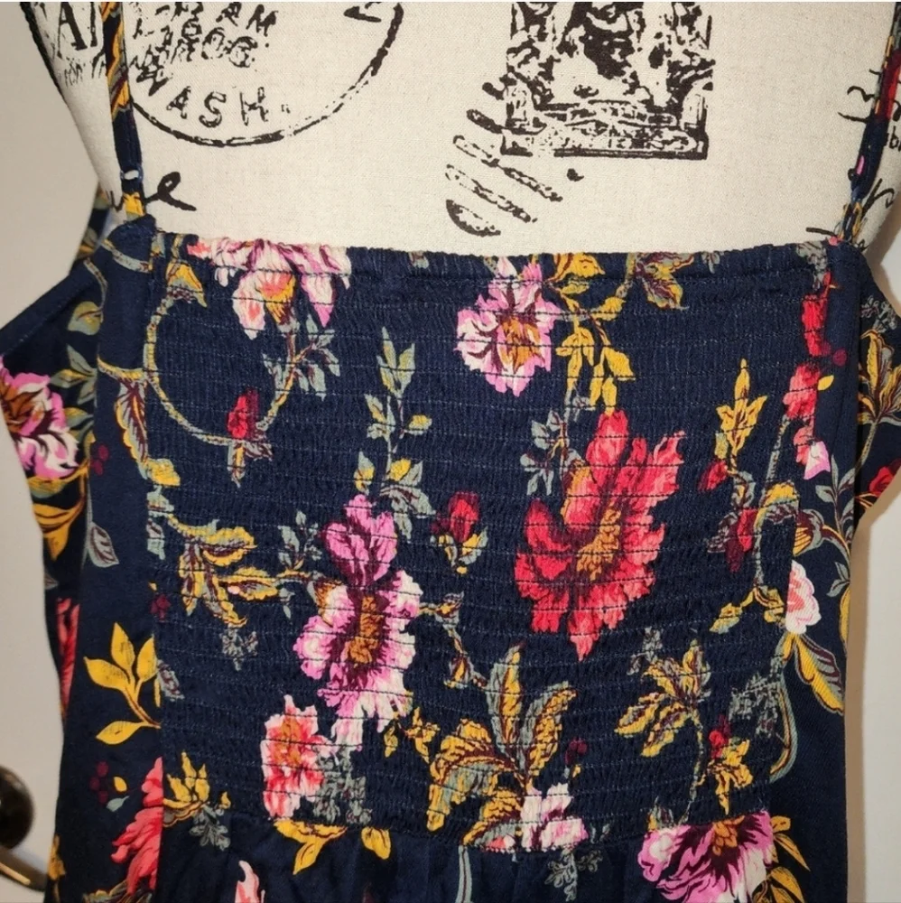 Old Navy Floral Maxi Dress - Navy and Pink, SIZE LARGE - Picture 3 of 5